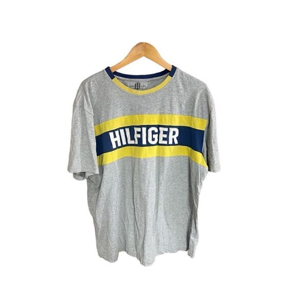 Tommy Hilfiger XXL (2XL) Grey Yellow and Navy T Shirt - Picture 1 of 5